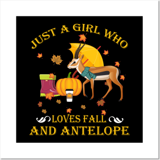 Just A Girl Who Loves Fall Antelope Funny Thanksgiving Gift Posters and Art